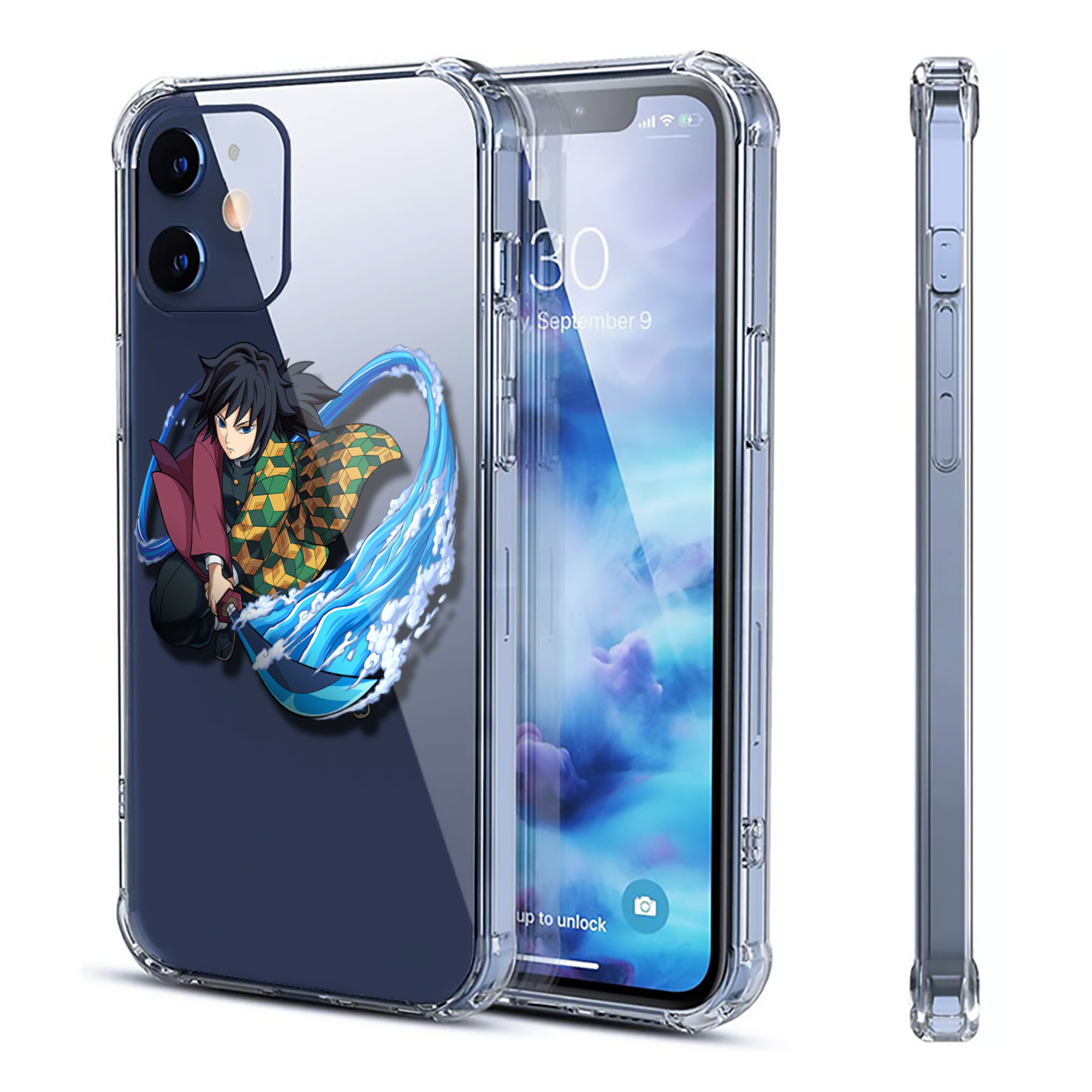 （画像用） 鬼滅の刃（きめつのやいば）水柱-冨岡 義勇／とみおか ぎゆう Tomioka Giyuu 【iPhone 12シリーズ対応】透明スマホケース（クリアソフトケース）